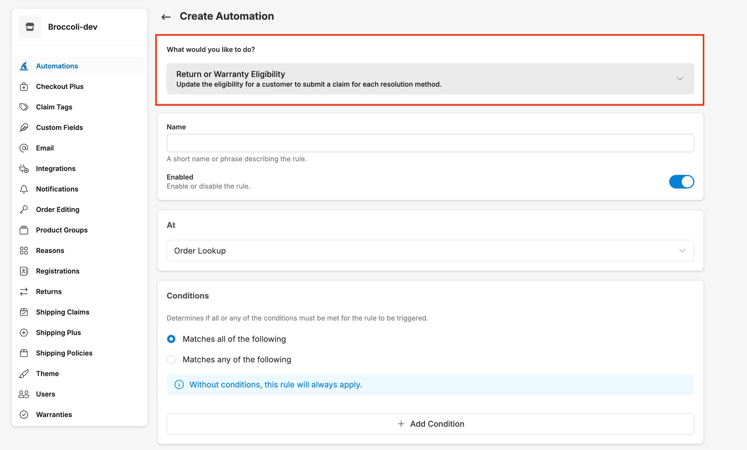 Automation Create Dropdown
