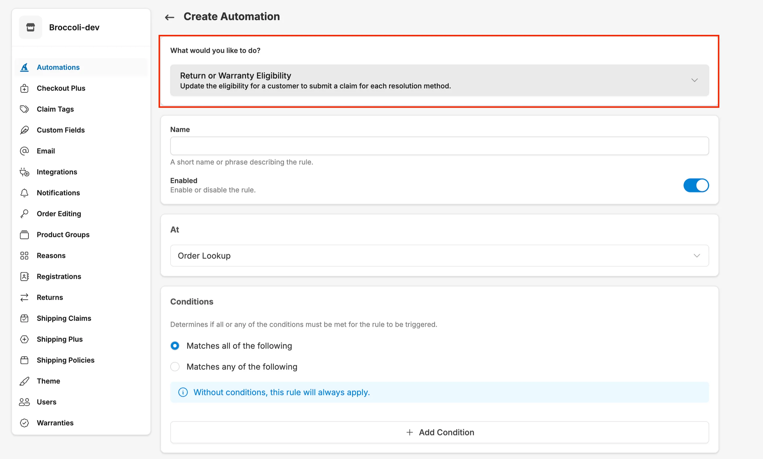 Automation Create Dropdown