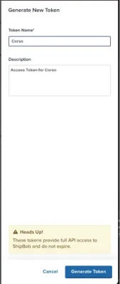 ShipBob access token generation screenshot