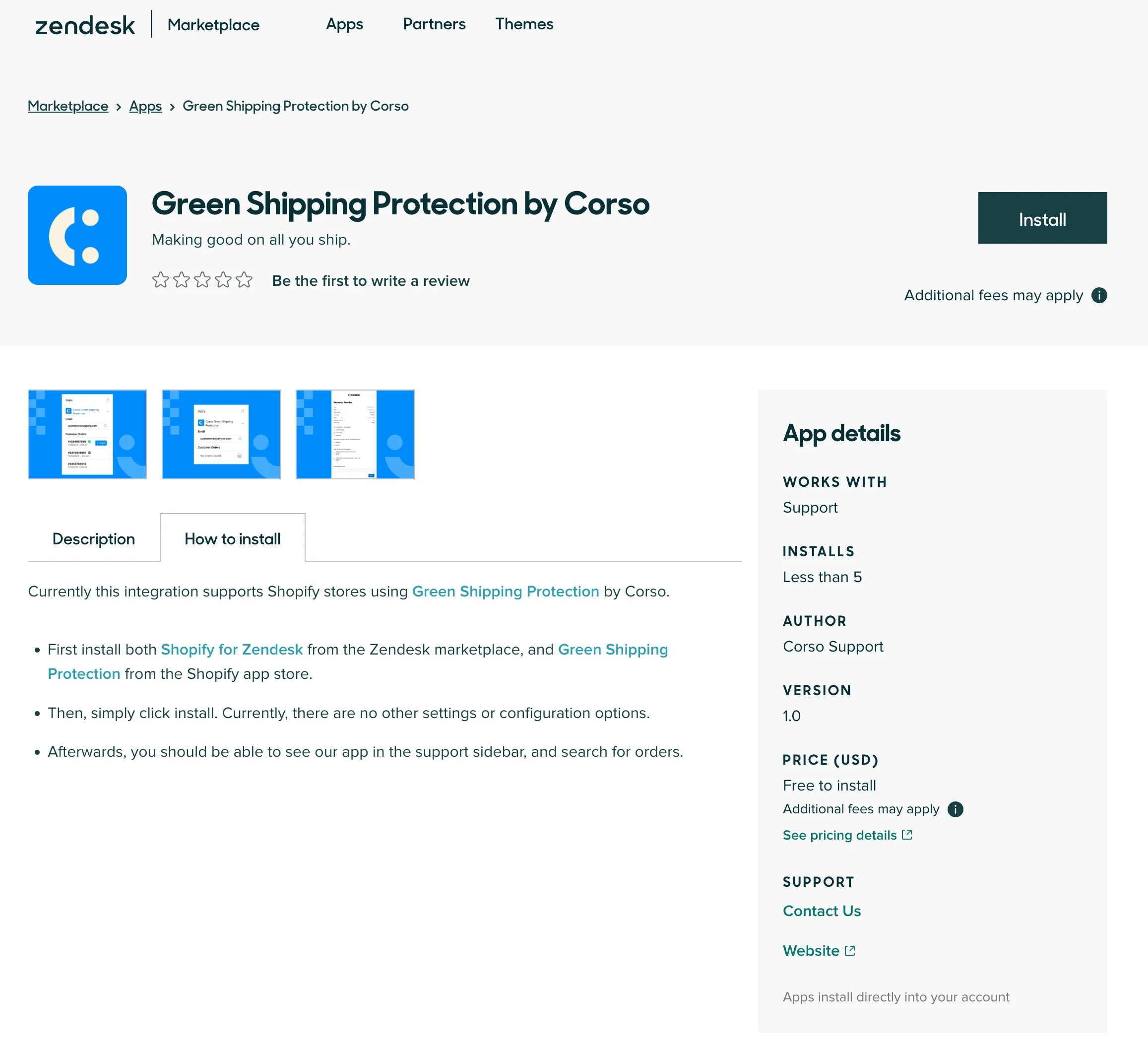 Install Shipping Protection by Corso for ZenDesk