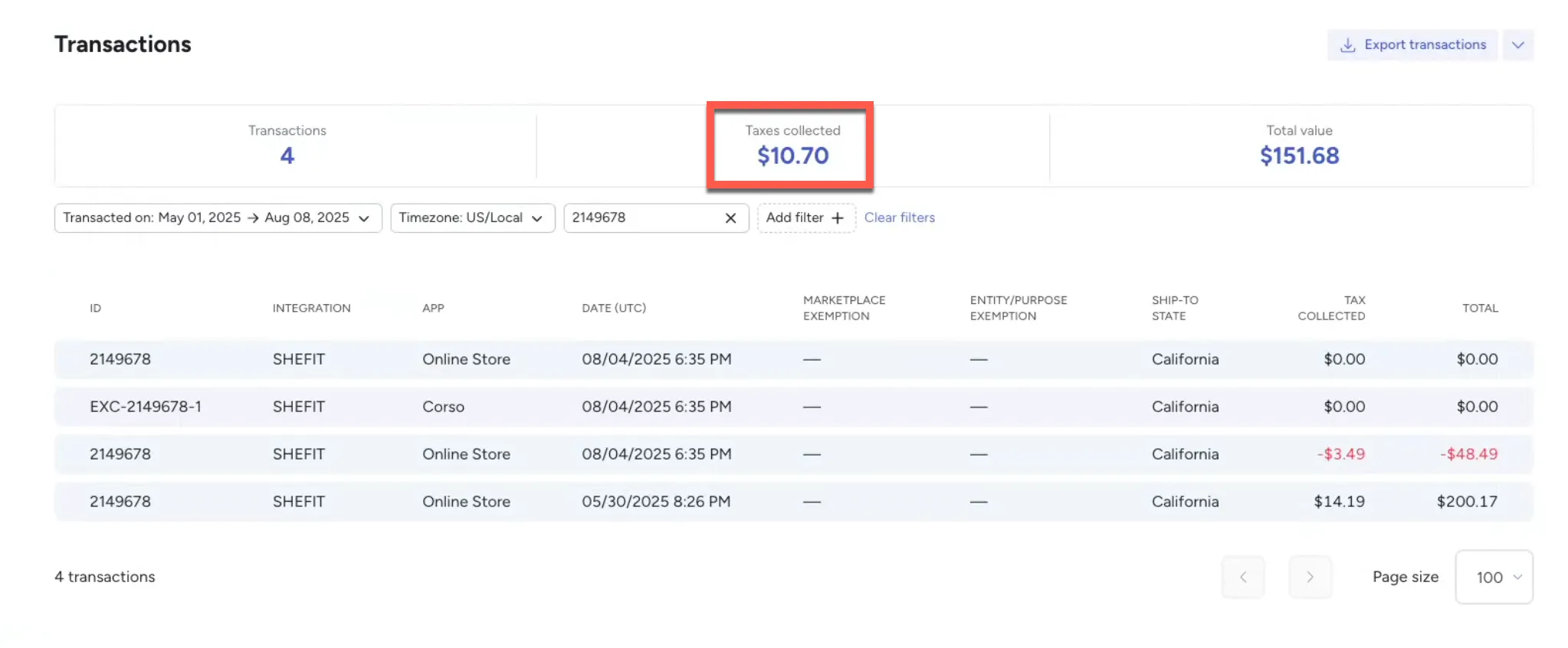 Exchange Original Order screenshot