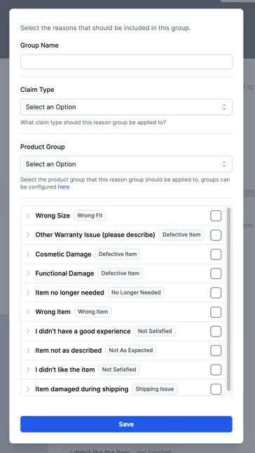 Adding group name and details screenshot