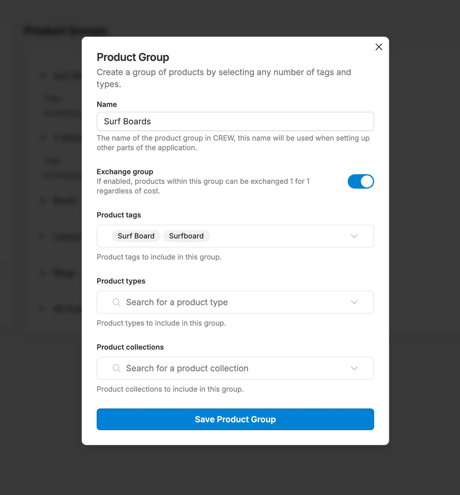 Edit existing group screenshot