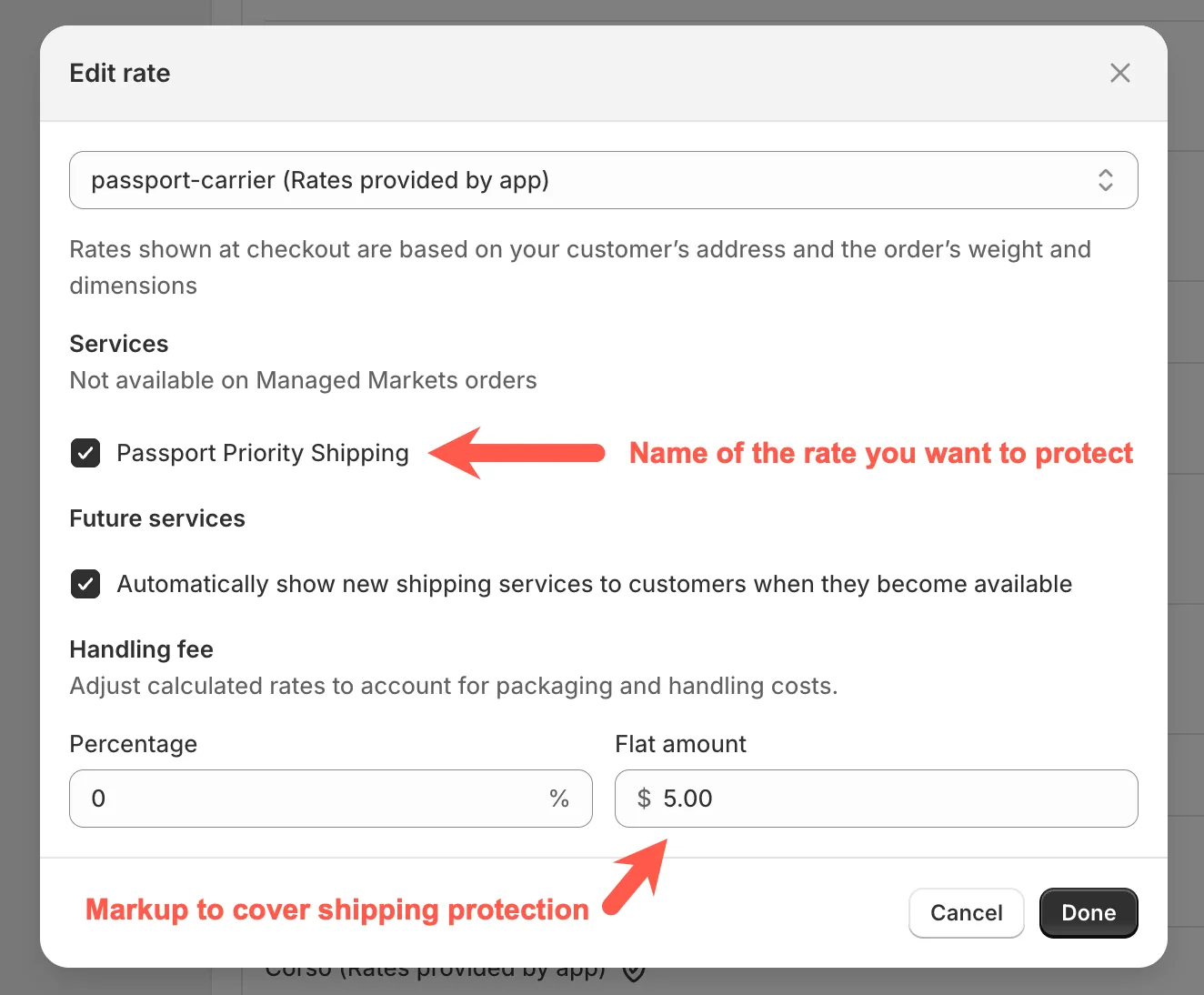 Edit Rate Markup