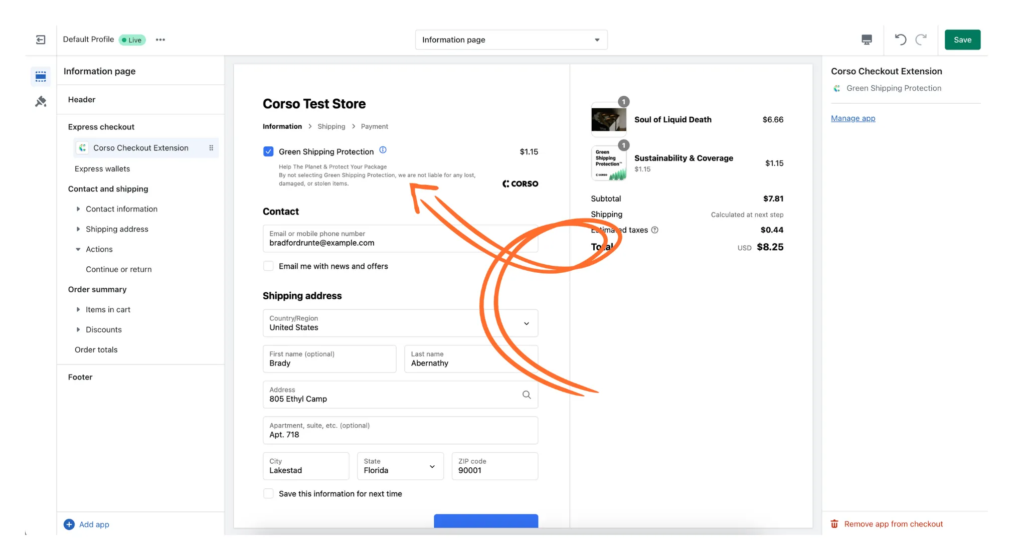 Extension in default location screenshot
