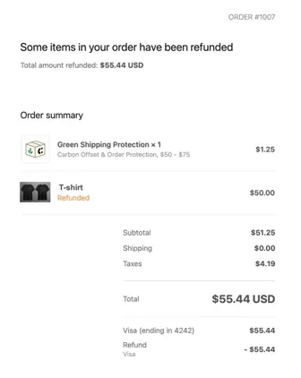 refunded order email screenshot