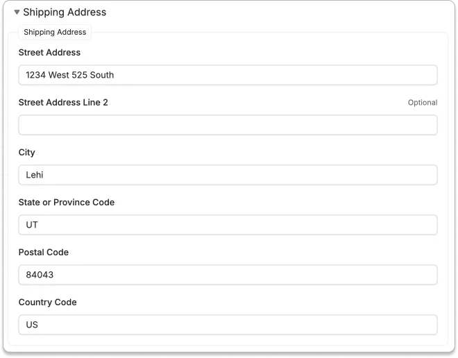 Verifying customer address screenshot