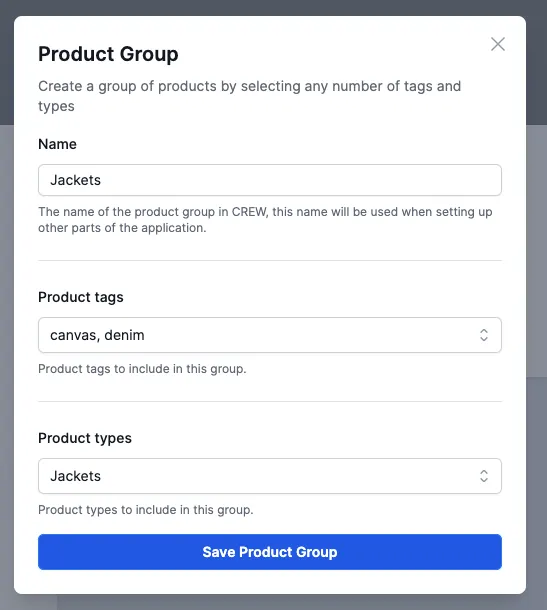 Edit existing group screenshot